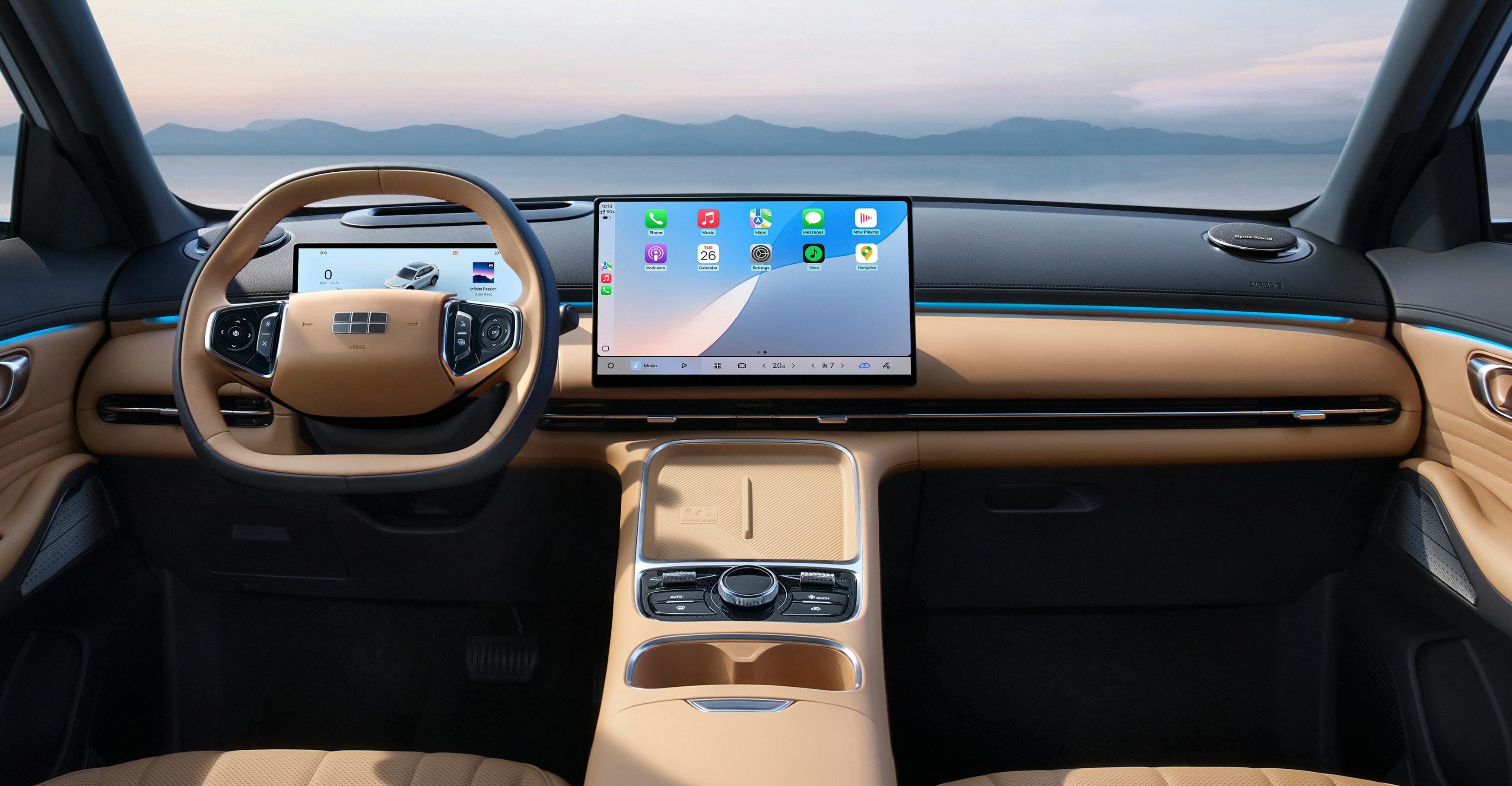 Màn hình trung tâm 15.4 inch kết nối Apple CarPlay trên Geely EX5 EM-i